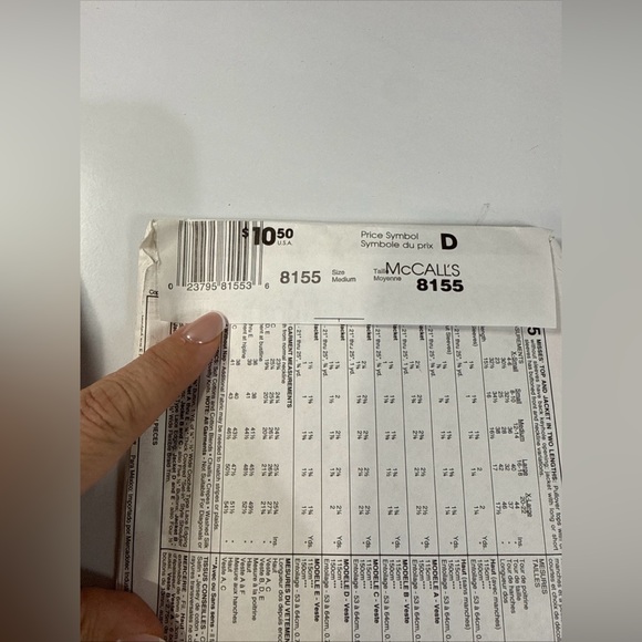 McCall's Pattern 8155 Misses Top Jacket 2 Lengths Size Medium 12-14 Uncut - Picture 4 of 5